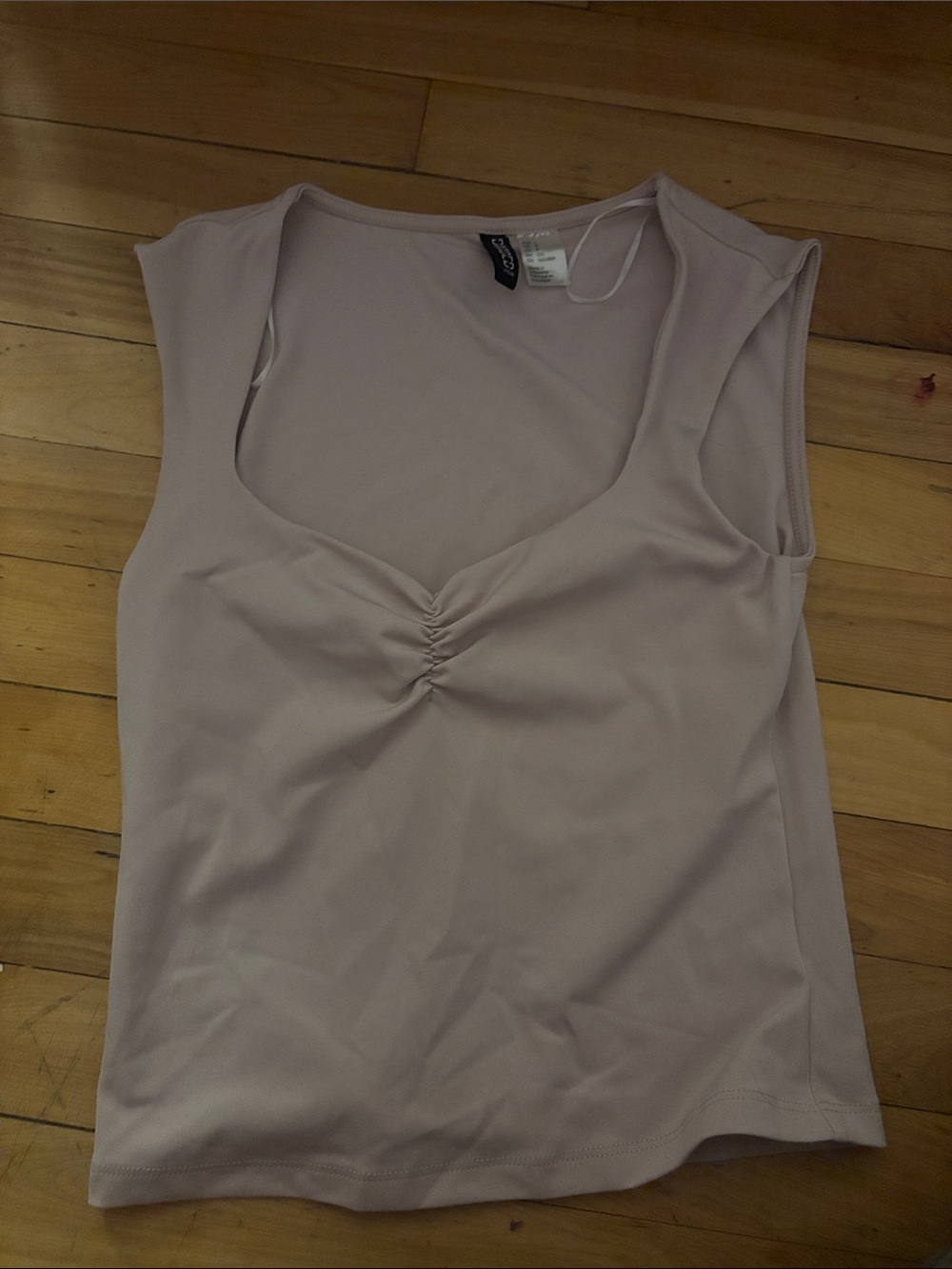 H&M Pale Mauve Ruched Front Short Sleeve Tank